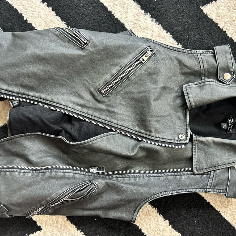 Topshop Gray Biker Vest